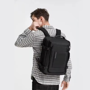Rucsac laptop 15.6", pentru calatorii, expandabil pana la 27 L, cu port de incarcare USB, KINGSONS, 28.5x21/31x43 cm, Negru - Img 8