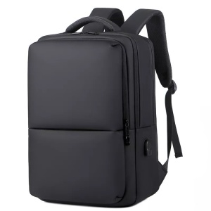 Rucsac laptop 15.6" pentru calatorii, impermeabil, cu port de incarcare USB, GETICS, 45x30x15 cm, Negru