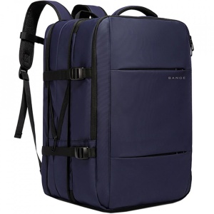 Rucsac laptop 15.6", pentru calatorii, impermeabil, expandabil pana la 37 L, cu port de incarcare USB, BANGE, 44x30x16 cm, Albastru - Img 5