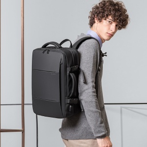 Rucsac laptop 15.6", pentru calatorii, impermeabil, expandabil pana la 45 L, cu port de incarcare USB, BANGE, 52x34x27 cm, Negru - Img 8