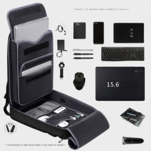 Rucsac laptop 15.6", smart business, compact, impermeabil, cu port de incarcare USB, GETICS, 32x11x47 cm, Negru - Img 3