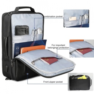 Rucsac laptop 15.6" smart business, convertibil, cu port de incarcare USB, Tigernu, 29x13x43 cm, Negru - Img 3