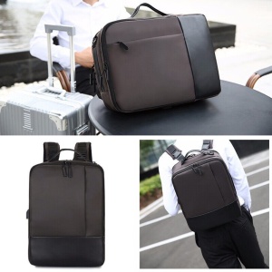 Rucsac laptop 15.6" smart business, convertibil, cu port de incarcare USB, GETICS, 30x13x41 cm, Maro - Img 4