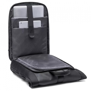 Rucsac laptop 15.6", smart casual, design pelerin, expandabil, impermeabil, BANGE, 44x28x16 cm, Negru - Img 6