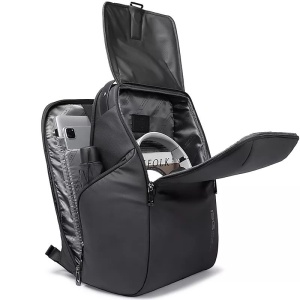 Rucsac laptop 15.6", smart casual, design pelerin unisex, impermeabil, BANGE, 46x30x19 cm, Negru - Img 3