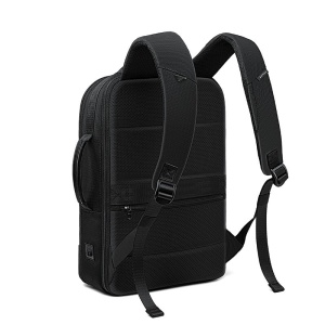 Rucsac laptop 15.6", smart casual, expandabil, cu insertie de piele ecologica, port de incarcare USB si jack audio, BANGE, 43x31x16 cm, Negru - Img 6