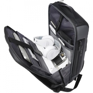Rucsac laptop 15.6", smart casual, impermeabil, cu cifru antifurt, port USB si tip C, BANGE, 30x16x47 cm, Gri - Img 3
