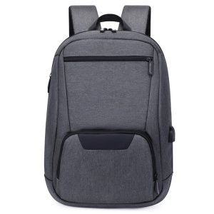 Rucsac laptop 15.6" smart casual impermeabil, cu port USB, GETICS, 46x30x10 cm, Gri inchis