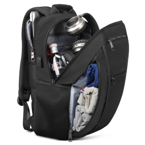 Rucsac laptop 15.6" smart casual, impermeabil, cu port USB si buzunar antifurt, Tigernu, 43x30x15 cm, Negru - Img 2