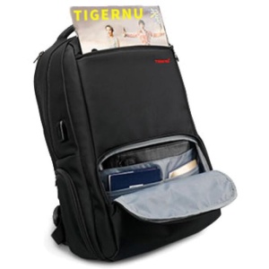 Rucsac laptop 15.6" smart casual, impermeabil, cu port USB, Tigernu, 47x30x18 cm, Negru - Img 4