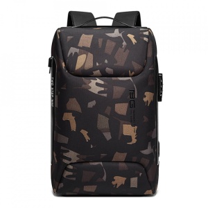 Rucsac laptop 15.6", smart casual, impermeabil cu sistem antifurt, port de incarcare USB, BANGE, 49X33X17 cm, Camuflaj - Img 3