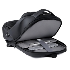 Rucsac laptop 17" pentru calatorii, expandabil, cu buzunar antifurt si port USB, GETICS, 31x19/24x47 cm, Negru - Img 5