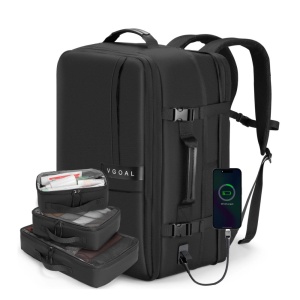 Rucsac laptop 17", pentru calatorii, expandabil pana la 42 L, cu port de incarcare USB, VGOAL, 33x24/29x52 cm, Negru - Img 2