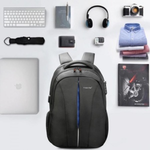 Rucsac laptop 17", smart casual pentru calatorii, expandabil, cu cifru TSA antifurt si port USB, Tigernu, 33x15x48 cm, Negru - Img 3