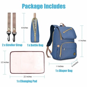 Rucsac multifunctional, impermeabil cu volum generos pentru mamici, interfata USB, Escalate, Albastru - Img 6