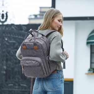 Rucsac multifunctional pentru mamici, impermeabil, Escalate, 44X32X22 cm, Gri - Img 7