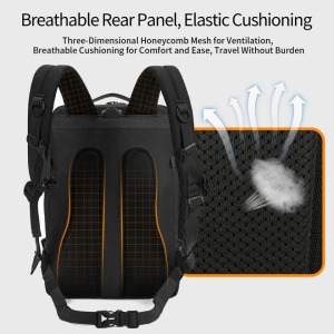 Rucsac pentru calatorii versatil de 28 L, impermeabil, compartiment pentru laptop 17.3", Tigernu, 34x22x49 cm, Negru - Img 6