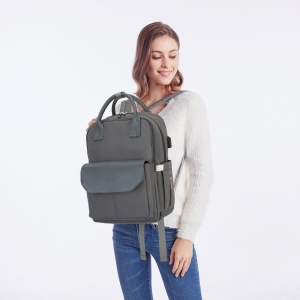 Rucsac pentru mamici, impermeabil, multifunctional, interfata USB, LEQUEEN, Gri - Img 3