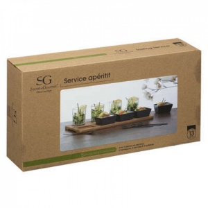 Set 13 piese pentru servire aperitive, pe suport din lemn de bambus, Secret de Gourmet, 29.5x14.8x7 cm - Img 3