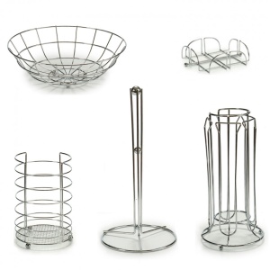 Set 5 accesorii pentru depozitare in bucatarie din metal cromat, Escalate, 32x25x21 cm - Img 2