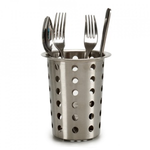Suport conic pentru tacamuri din otel inoxidabil perforat, Escalate, 11.5x11.5x13 cm - Img 2