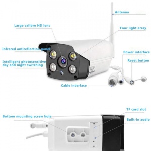 Camera supraveghere exterioara, IP WIFI, tip bullet, audio bidirectionala, 2+2 leduri cu lumina calda si rece, 1920*1080P, 2 MP, Escalate G2