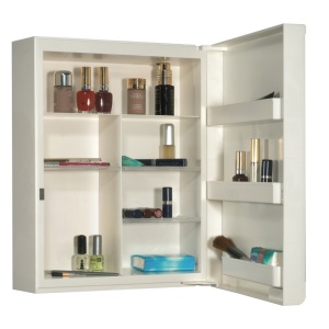 Dulap din plastic pentru cosmetice, cu usa culisanta si oglinda, Escalate, 35x45x15 cm, Alb - Img 2
