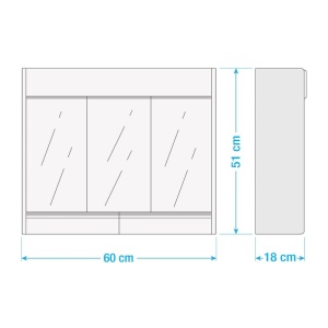 Dulap pentru baie din plastic cu usi culisante, oglinzi si lampi integrate, Escalate, 60x51x18 cm, Alb - Img 8