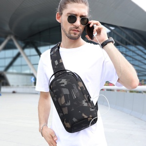 Geanta crossbody/de umar, multifunctionala, cu port de incarcare USB, Bange, 18cmx11cmx31cm, Camuflaj - Img 4