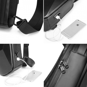 Geanta crossbody tip sling, cu port USB 3.0