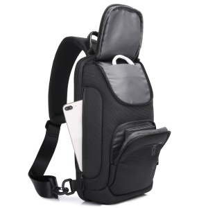 Geanta crossbody, de umar sau de mana, unisex, impermeabila, Bange, 34x17.5x11 cm, Neagra - Img 2