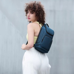 Geanta crossbody, de umar sau de mana, unisex, impermeabila, Bange, 34x17.5x11 cm, Albastra - Img 7