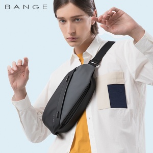 Geanta crossbody/de umar unisex, tip borseta, Bange, Neagra/Gri - Img 4