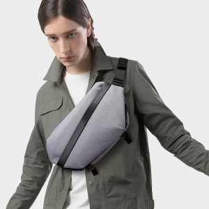 Geanta crossbody, expandabila, cu sistem multifunctional de prindere, Bange, 19x8.5x35cm, Gri - Img 5