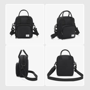 Geanta de umar, de piept sau de mana, sport casual, impermeabila, Tigernu, 16.5x7x20 cm, Neagra - Img 7