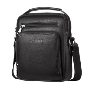 Geanta de umar sau de mana business casual, impermeabila, din piele ecologica, WEIXIER, 26x21x7 cm, Neagra