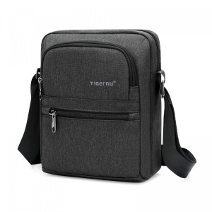 Geanta de umar sau de piept 9.7", impermeabila, Tigernu, 26x21x8 cm, Negru/Gri - Img 1