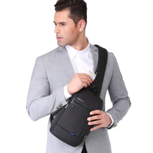 Geanta laptop 10.1", de umar, de piept sau de mana tip sling, antifurt, cu port de incarcare USB, Kingsons, 31x19x8 cm, Neagra - Img 8