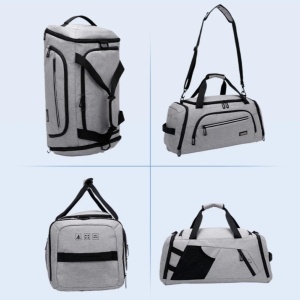 Geanta pentru activitati sportive sau calatorii, impermeabila, cu compartiment pentru incaltaminte, Getics, 53x21x31 cm, Gri - Img 6