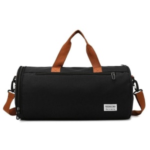 Geanta sport cilindrica, impermeabila, cu compartiment pentru incaltaminte, Escalate, 45x22x22 cm, Neagra - Img 2