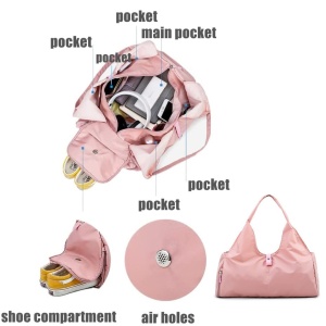 Geanta sport, impermeabila, cu compartiment pentru incaltaminte, Escalate, 48x25x21 cm, Roz - Img 4