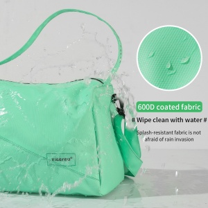 Geanta sport impermeabila pentru calatorii, cu compartiment pentru incaltaminte, Tigernu, 38x22x24 cm, Verde - Img 5