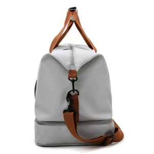 Geanta sport pentru calatorii, impermeabila, cu compartiment pentru incaltaminte, Escalate, 46x25x28 cm, Gri deschis - Img 4