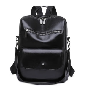Rucsac dama impermeabil din piele ecologica, cu buzunar antifurt, Escalate, 27x14x32 cm, Negru
