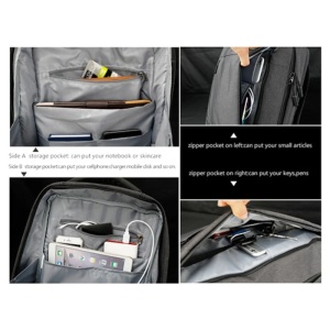 Rucsac laptop 14" smart casual, robust, impermeabil, cu port USB, Tigernu, 39x17x41 cm, Gri - Img 4