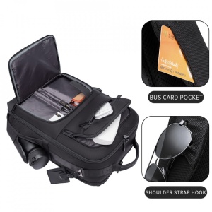 Rucsac laptop 15.6", business, pentru calatorii, impermeabil, BANGE, 45x33x18 cm, Negru - Img 3