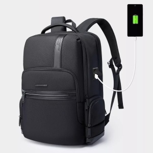 Rucsac laptop 15.6", casual business, impermeabil cu port USB, BANGE, 46x33x19 cm, Negru - Img 7