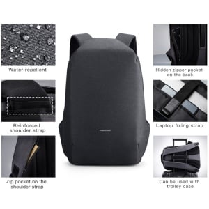 Rucsac laptop 15.6", cu port de incarcare USB, sistem antifurt TSA si deschidere la 180 grade, Kingsons, 31x16x46 cm, Gri inchis - Img 4