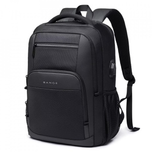 Rucsac laptop 15.6", multifunctional, impermeabil, cu port de incarcare USB, BANGE, 45x32x15 cm, Negru