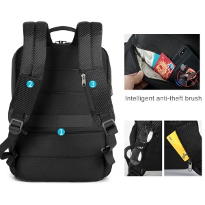 Rucsac laptop 15.6" smart business aspect carbon, impermeabil, cu port USB, Tigernu, 43x29x13 cm, Negru - Img 7